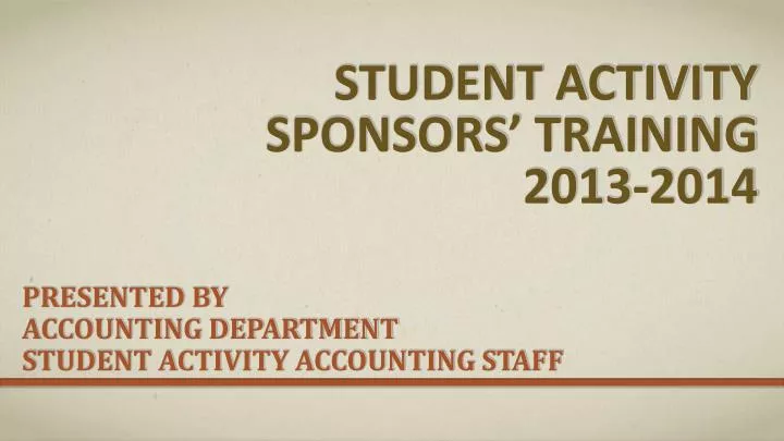 student activity sponsors training 2013 2014