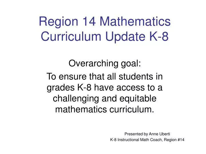region 14 mathematics curriculum update k 8