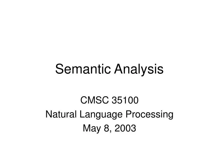 semantic analysis