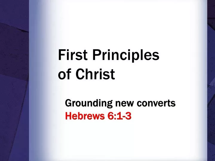 first principles of christ