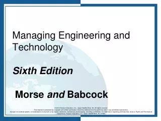 Managing Engineering and Technology Sixth Edition Morse and Babcock