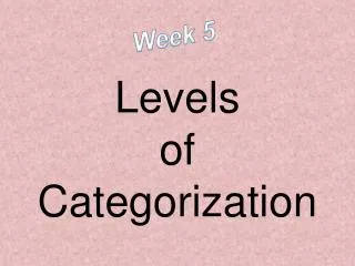 Levels of Categorization