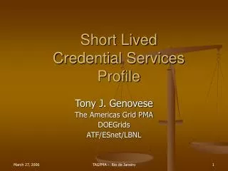 Short Lived Credential Services Profile