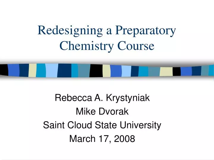 redesigning a preparatory chemistry course