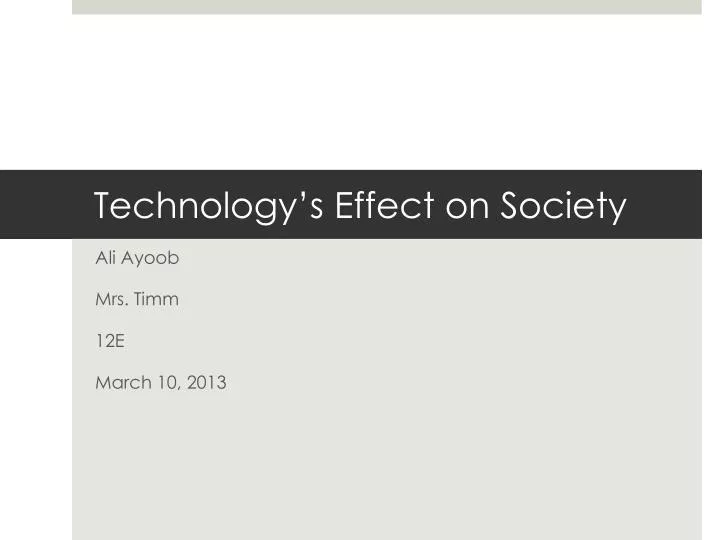 technology s effect on society