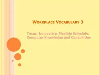 Workplace Vocabulary 3