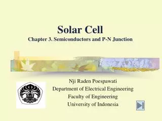 Solar Cell Chapter 3. Semiconductors and P-N Junction