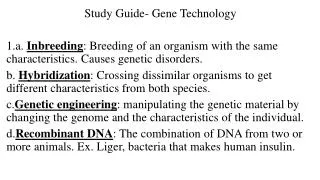 Study Guide- Gene Technology