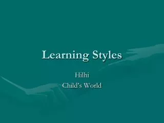 Learning Styles