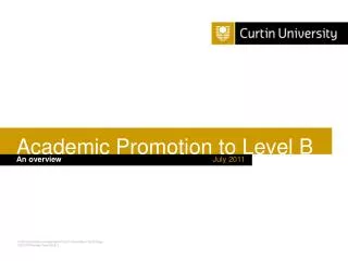 Academic Promotion to Level B