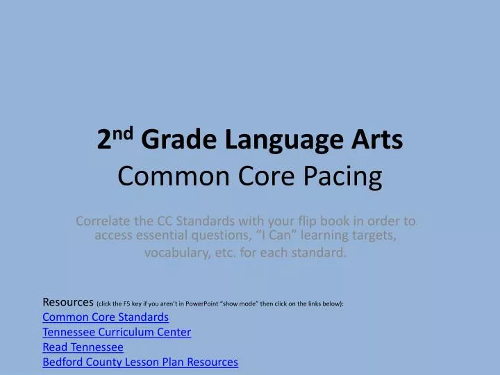 2 nd grade language arts common core pacing