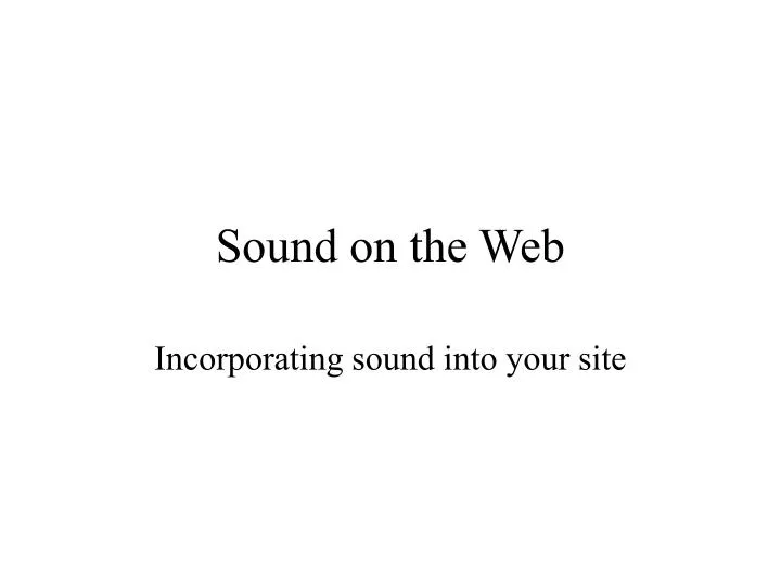 sound on the web