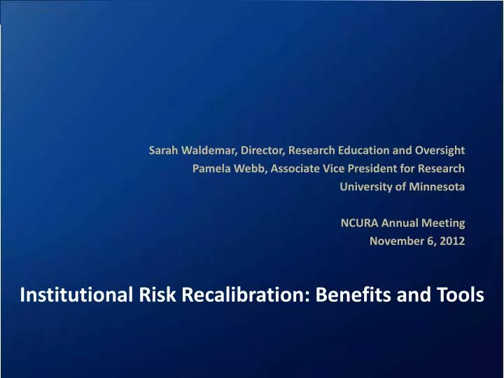 institutional risk recalibration benefits and tools