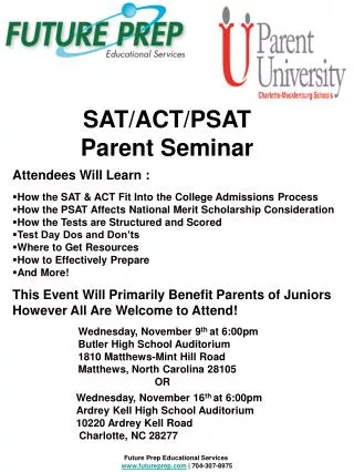 SAT/ACT/PSAT Parent Seminar