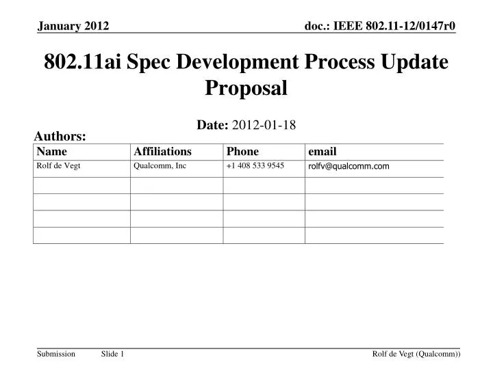 802 11ai spec development process update proposal