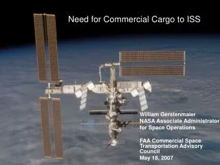 Need for Commercial Cargo to ISS