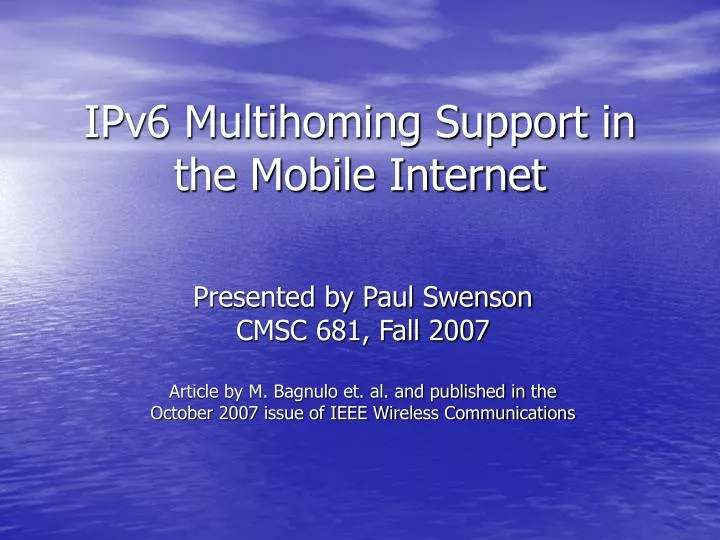 ipv6 multihoming support in the mobile internet