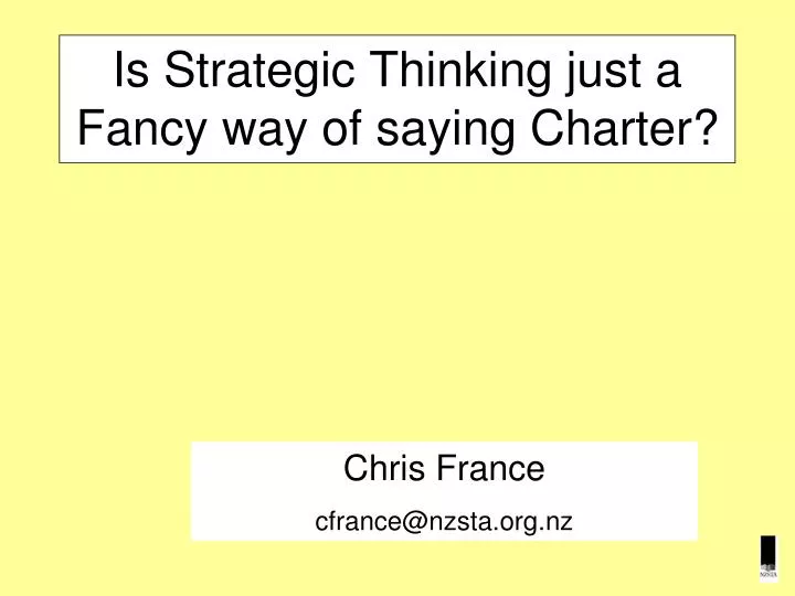 is strategic thinking just a fancy way of saying charter