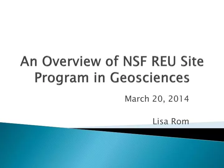 an overview of nsf reu site program in geosciences