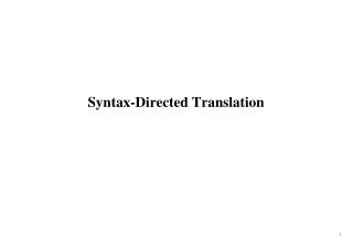 Syntax-Directed Translation