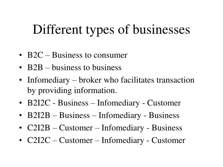 different types of businesses
