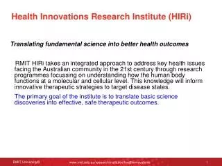 Health Innovations Research Institute (HIRi)