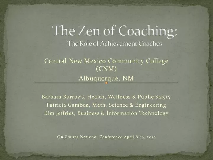 the zen of coaching the role of achievement coaches