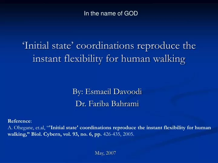 initial state coordinations reproduce the instant flexibility for human walking