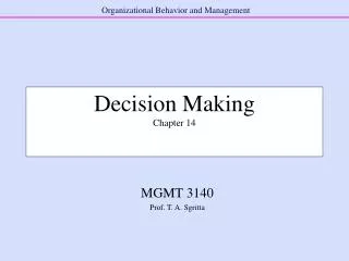 Decision Making Chapter 14