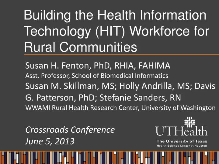 building the health information technology hit workforce for rural communities