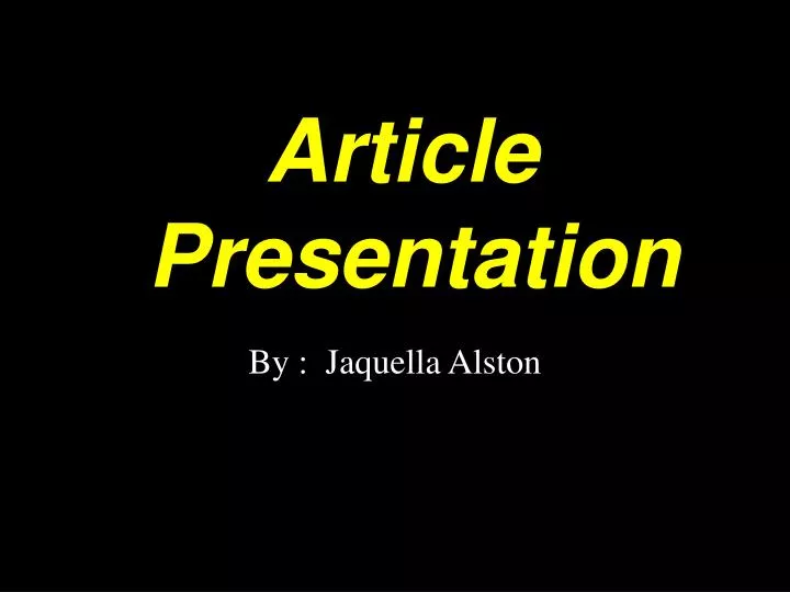 article presentation