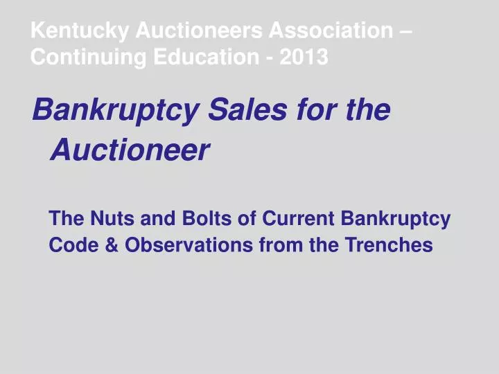 kentucky auctioneers association continuing education 2013