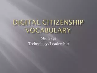 Digital Citizenship Vocabulary