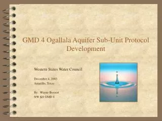 GMD 4 Ogallala Aquifer Sub-Unit Protocol Development