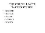 THE CORNELL NOTE TAKING SYSTEM - slide 1