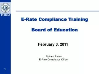 E-Rate Compliance Training Board of Education