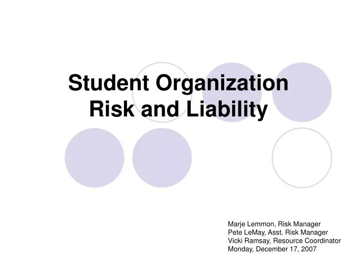student organization risk and liability