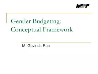 Gender Budgeting: Conceptual Framework