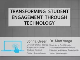 Dr. Matt Varga University of West Georgia Assistant Professor of Counselor