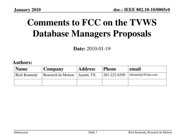 comments to fcc on the tvws database managers proposals