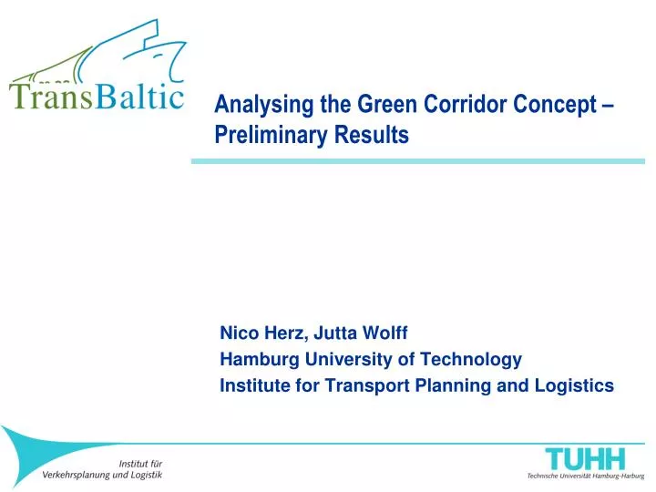 analysing the green corridor concept preliminary results