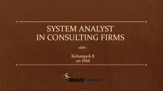 System analyst In Consulting Firms