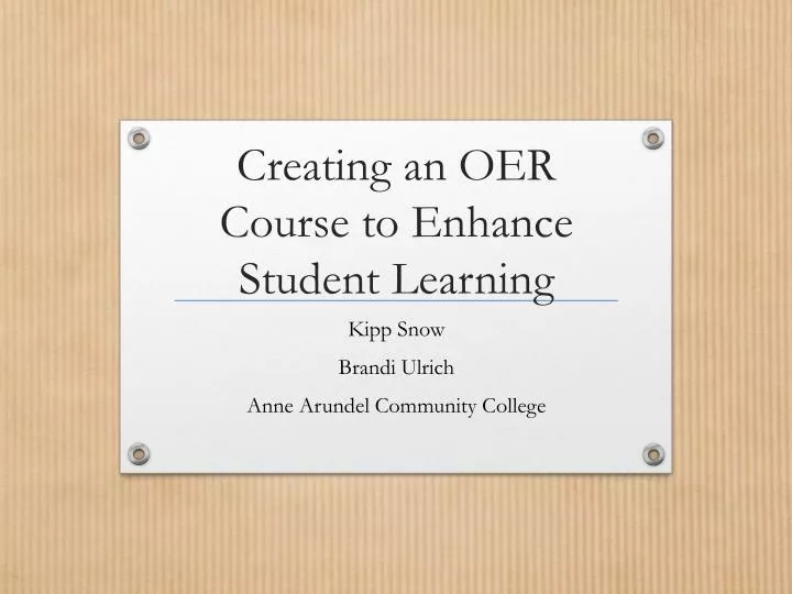 creating an oer course to enhance student learning