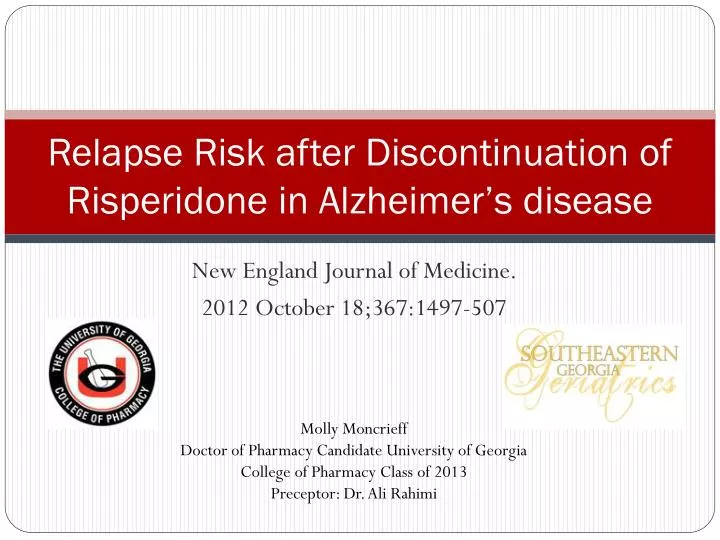 relapse risk after discontinuation of risperidone in alzheimer s disease