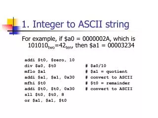 1. Integer to ASCII string