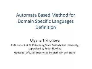 Automata Based Method for Domain Specific Languages Definition