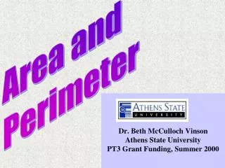 Dr. Beth McCulloch Vinson Athens State University PT3 Grant Funding, Summer 2000