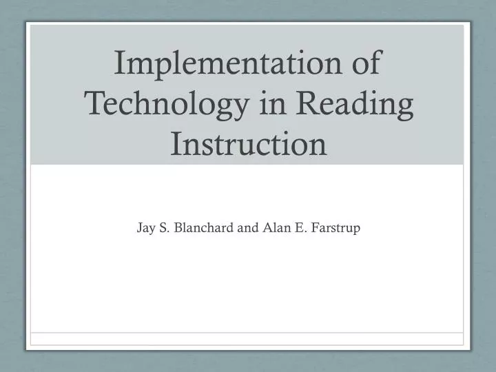 implementation of technology in reading instruction