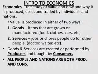 INTRO TO ECONOMICS