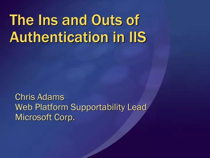 the ins and outs of authentication in iis